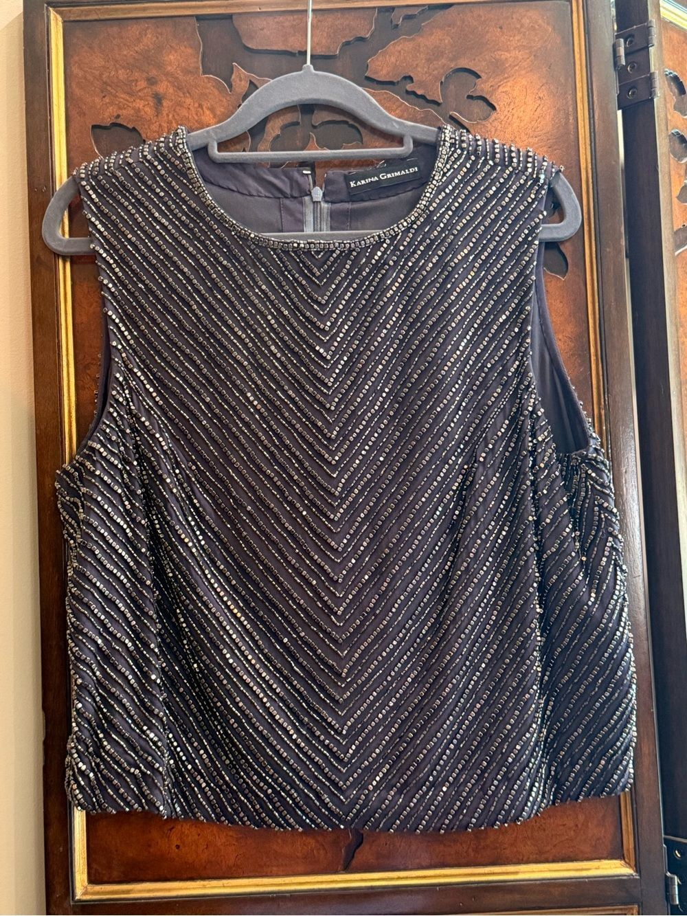 Karina Grimaldi Shimmer Beaded top From Saks